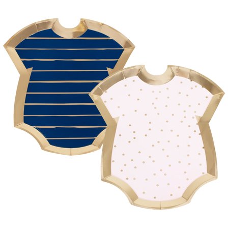 Baby Shower Tallerkener Pastel Lyserød & Marineblå