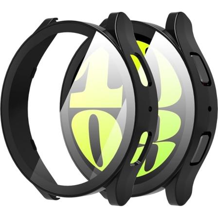 2-i-1 støtdempende deksel 9H herdet glass Galaxy Watch 6 44mm - Svart