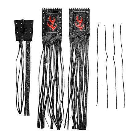 2 stk. Motorcykelkvast Frynser Styr Håndtag Håndtagsdæksler Sort PU Læder Monteringsstropper