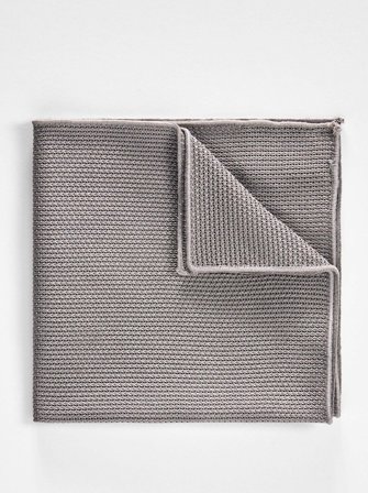 John Henric Men's Grey Grenadine Pocket Square Size Onesize