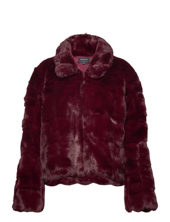 Bardot Sylvie Zip Faux Fur Jacket - Burgundy - 38