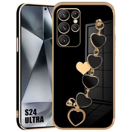 Sæt til Samsung Galaxy S24 Ultra - Stødabsorberende - Anti-rids - hjerte mønster med armbånd