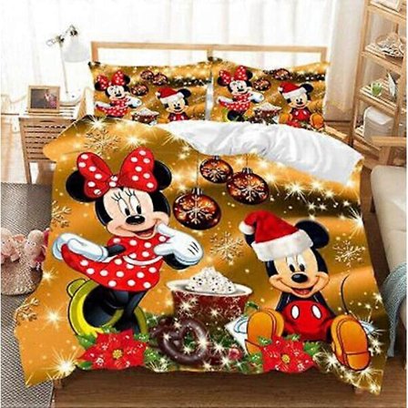 v5390 Sengetøy Jul Mikke Mus Minnie Mus Dynetrekk Sengetøy Putetrekk Sengetøy IU5390