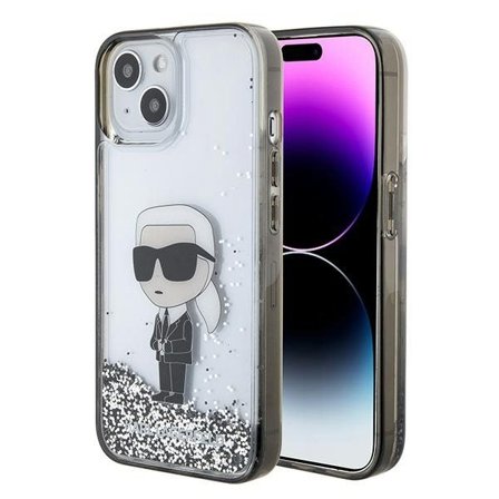 Karl Lagerfeld KLHCP15SLKKNSK iPhone 15 6,1" gjennomsiktig hardcase Liquid Glitter Ikonik