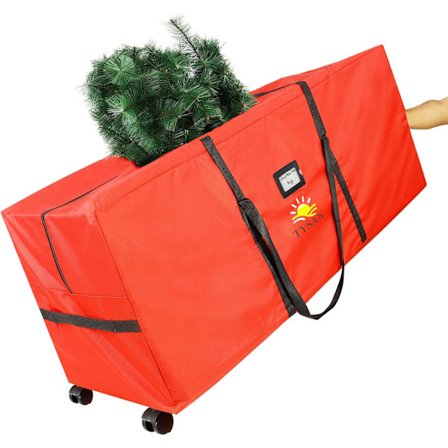 Rullende opbevaringspose til juletræ med hjul – Passer til kunstige træer op til 2,3 meter – Vandtæt, holdbare håndtag og lynlås – Stor juletræs S