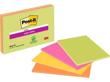 POST-IT Notes Super Sticky Meeting Notes 203x152mm neon - Lyreco - Kontorsmaterial - Notes och Post-It - Notes - Extra stora