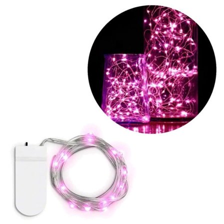 1 m Mini LED -valosarja, paristokäyttöinen, pinkki