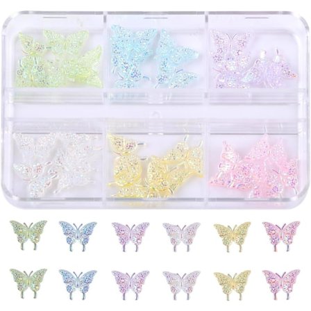 1 Laatikko, 6 Väriä Söpöjä Kawaii 3D Kynsikoristeita Hartsi Akryyli Kynsijalokiviä Strassikiviä Aurora Glitter Koristeita Kynsitaiteeseen DIY