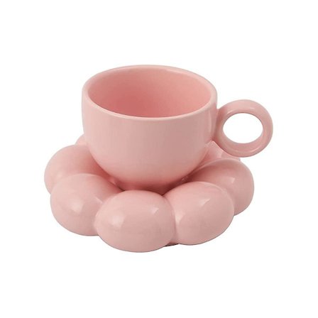Blommig Kaffekopp och Fat Set Söt Mugg och Fat Set Porslinskaffekopp med Solrosfat Latte