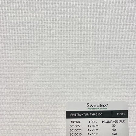 Swedtex G100 Glasfiberväv finstruktur, 1x25 m, Färg & tapeter