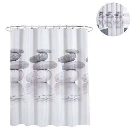 Duschdraperi | Duschdraperi 180*200 - Grå staplade stenar