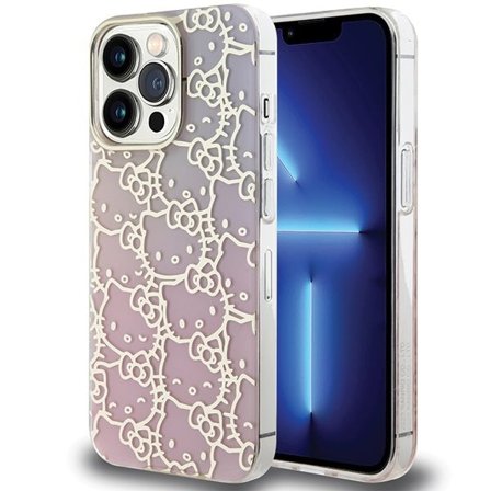 Hello Kitty IML Gradient Electrop Crowded Kitty Head Fodral för iPhone 13 Pro Max - Rosa