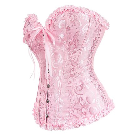 Kvinnors snörning benad överbyst korsett bustier underkläder bodyshaper topp prinsessa korsett -rosa Rosa-xs