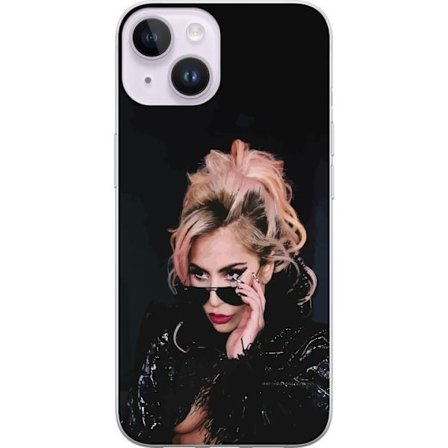 Kompatibelt Mobildeksel til Apple iPhone 14 Plus Lady Gaga portrett med solbriller og dramatisk sminke i mørk glamorøs stil