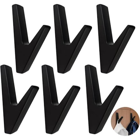 Krokar, 6-pak Akustikpanel Krokar, Tøjknager, Mat Sort, Klädkrokar, Bruges i Stue, Soveværelse, etc.