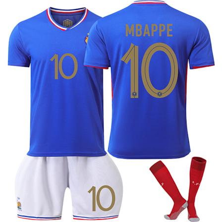 UEFA Euro 2024 Frankrigs hjemmebane nr. 10 Mbappe børnefodboldsæt No.10 Mbappe L