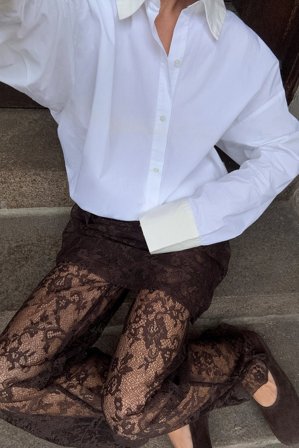 NA-KD Pantalon en dentelle - Pantalon Nouvel an - Marron - L