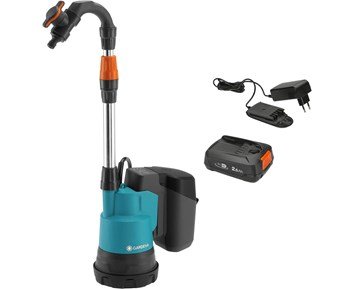 Gardena Pump för regnvattentunna 2000/2 18V P4A Set (2,5Ah batteri + standardladdare - Batteridriven pump för regnvattentunna
