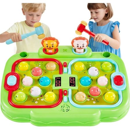 Whack-A-Mole Game for Kids Ages 3-6 - Interactive Hammering Toy with Sound & Light, 2 Hammers and 5 Game Modes, Educational Toy for Girls and Boys