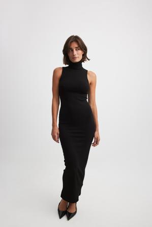 NA-KD Basic Maxi robe col haut - Robes longues - Noir - Small
