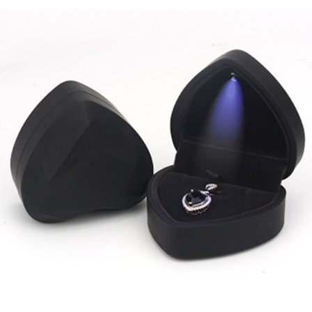 Elegant LED smykkeskrin i fløjl, gaveæske til halskæde, armbånd med LED-lys til smykkevisning, Valentinsdag, bryllup, forlovelse, sort