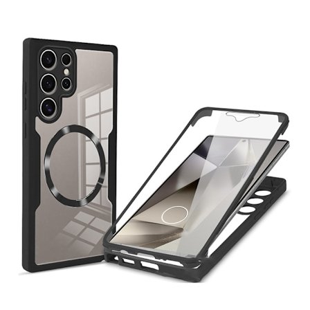 Fulltäckande magnetiskt skal & filmintegrerat telefonskal för Samsung S22-serien Samsung S22 Ultra