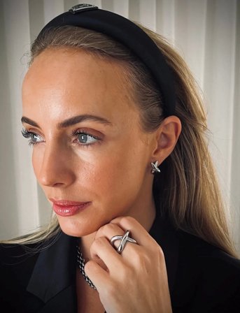 Bud to rose Cross Earring Gold - Silver - ONE SIZE