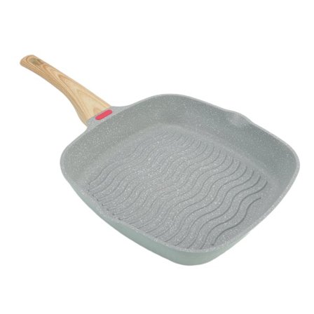 Grillpanne i aluminiumlegering med plasthåndtak, rask varmeledning, stor kapasitet, grillpanne for bacon, biff og løk