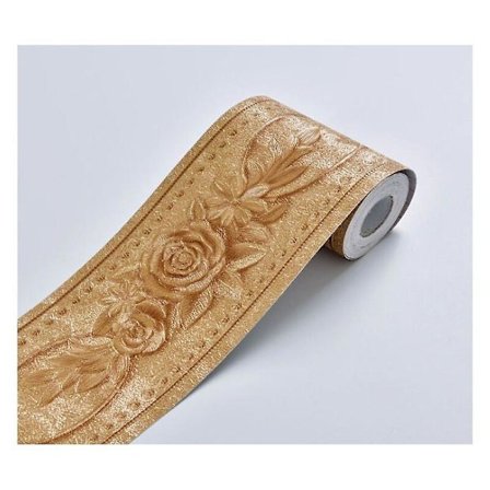 Guld selvklæbende blomster vægkant, 10,6 cm x 5 m, ideel til køkken eller badeværelse boligindretning