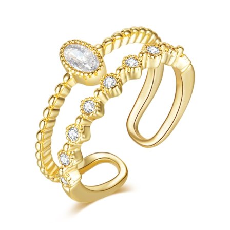 Mote Cubic Zirconia Ring med justerbar åpen ring