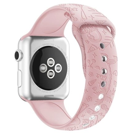 Apple Watch (45mm) söpö silikoninen ranneke - Vaaleanpunainen Lintu