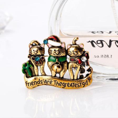 Cartoon 3 Cat Christmas Brosch Pin E Animal Cats Brooches Jewel