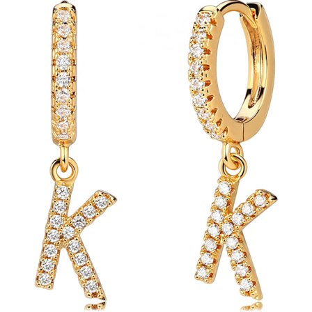 AVEKI 18K Delikat förgylld Pave Cubic Zirconia Brev Charm