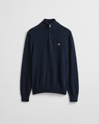 GANT - Bomullsgenser med half-zip til herre evening blue