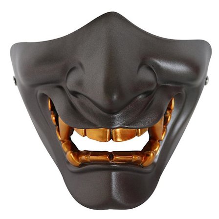 Halloween Prajna Mask Halv Ansikte Vuxen Grimaserande Djävul Resin