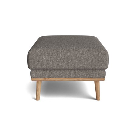 Lounge Puf: Norse Alpine Grå Puf i Stof med PU Skum, Spånplade, Metal & Massiv Eg - 65x92x46cm - Elegant Fodskammel til Stuen