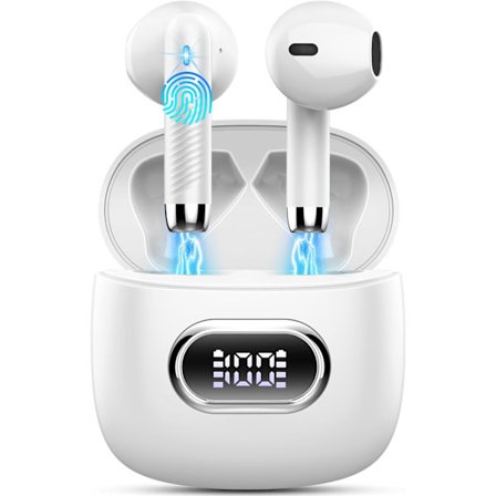 Trådløse ørepropper, Bluetooth-hodetelefoner 5.3 Stereo Bass 42H In-Ear-øretelefoner 2024 Støydempende ørepropper 4 ENC Mikrofonanrop Bluetooth E