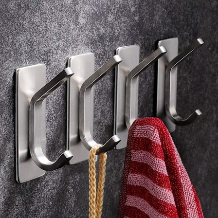 Klistremerker - 4 pakker håndklekrok i rustfritt stål