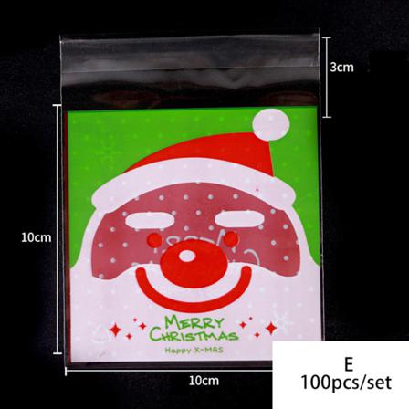 100st/pack Merry Christmas Cookie Candy Självhäftande Påsar Bak