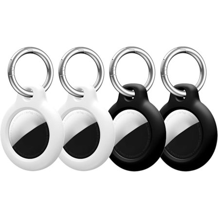 Set med 4 svarta/vita skyddande skal för Apple Airtags - Stiv