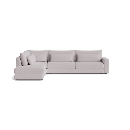 Sevilla Ecksofa, links, Lincoln Hellgrau, modernes Design in Cord-Optik, hochwertige Nozag-Federung für maximalen Sitzkomfort, 85cm Höhe.