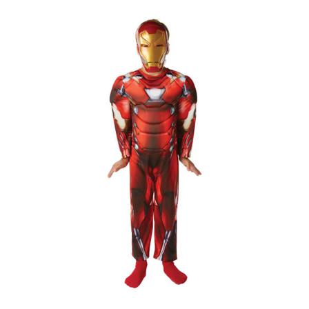 Iron Man Deluxe 110/116 Cl (5-6 År) Vadderad Dräkt Mask Avengers