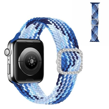Apple Watch 40 mm klockarmband i nylon med strassspänne - Blåbär