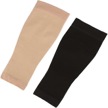 2 Sett Tatovering Dekke Erme Lycra Elastisk Fiber Arm Bein Kompresjonsermer Skjuler Støtte Farge Svart Hudutgave