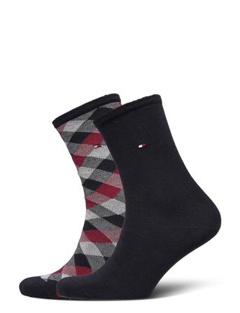 Th Women Seasonal Sock 2P Check Blue Tommy Hilfiger
