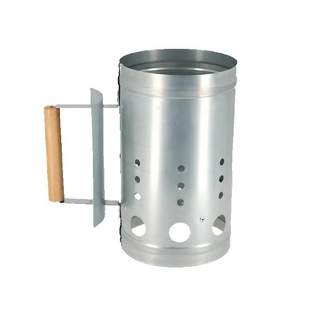 Tændingskanal kul - L 26,6 x P 17 x H 28 cm - Galvaniseret stål, eucalyptus træ