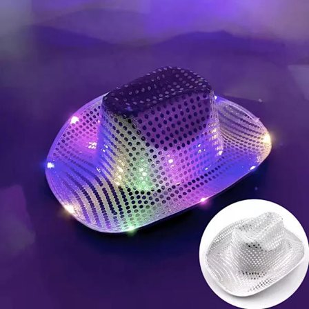 Blinkende LED Lys Cowboy Cowgirl Hatt Blinkende Caps Glødende Hatt Karneval Menn Kvinner Utdrikningslag Bryllup Brudeutstyr (HK)
