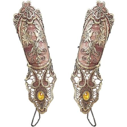 Sormikkaat naiset goottilainen kukkainen pitsi Steampunk rannekoru rengas Vintage helmillä käsintehty nauhoitus - 1 pari Pieni koko