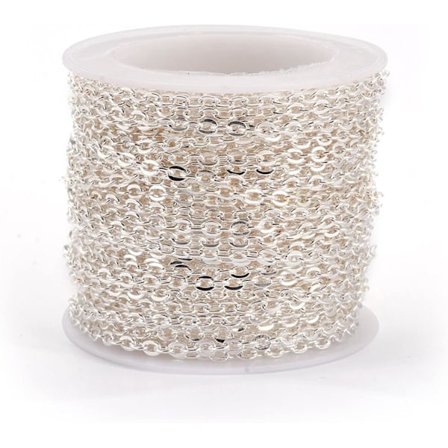 10m Sølvfarvede Korsledskæder til Smykkefremstilling, Jernsmykker