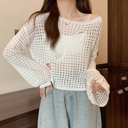 Ontto neulepusero FISKIVERKKO VALKOINEN